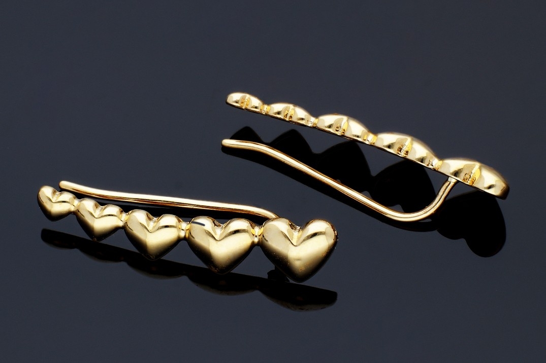 Bijuterii aur - Cercei cu surub din aur 14K galben inimioare fara sistem inchidere