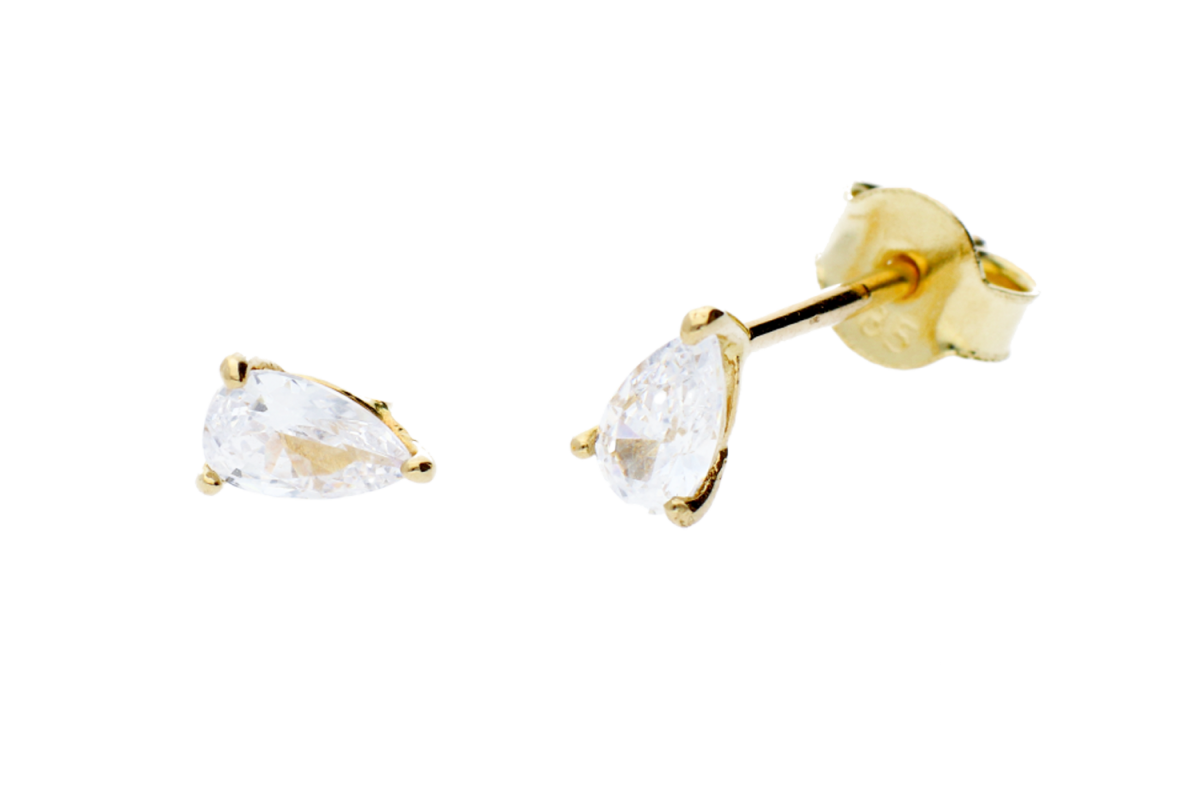 Bijuterii aur - Cercei cu surub din aur 14K galben lacrima