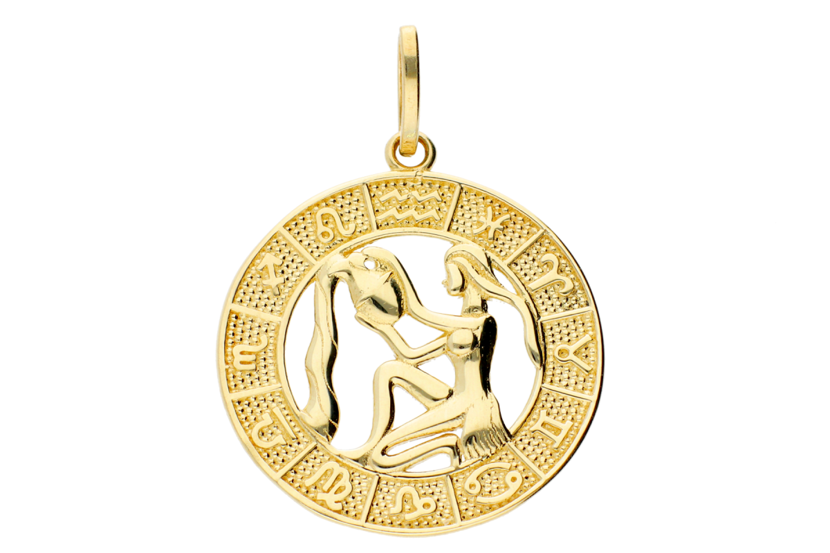 Bijuterii aur - Medalion din aur 14K galben zodia varsator
