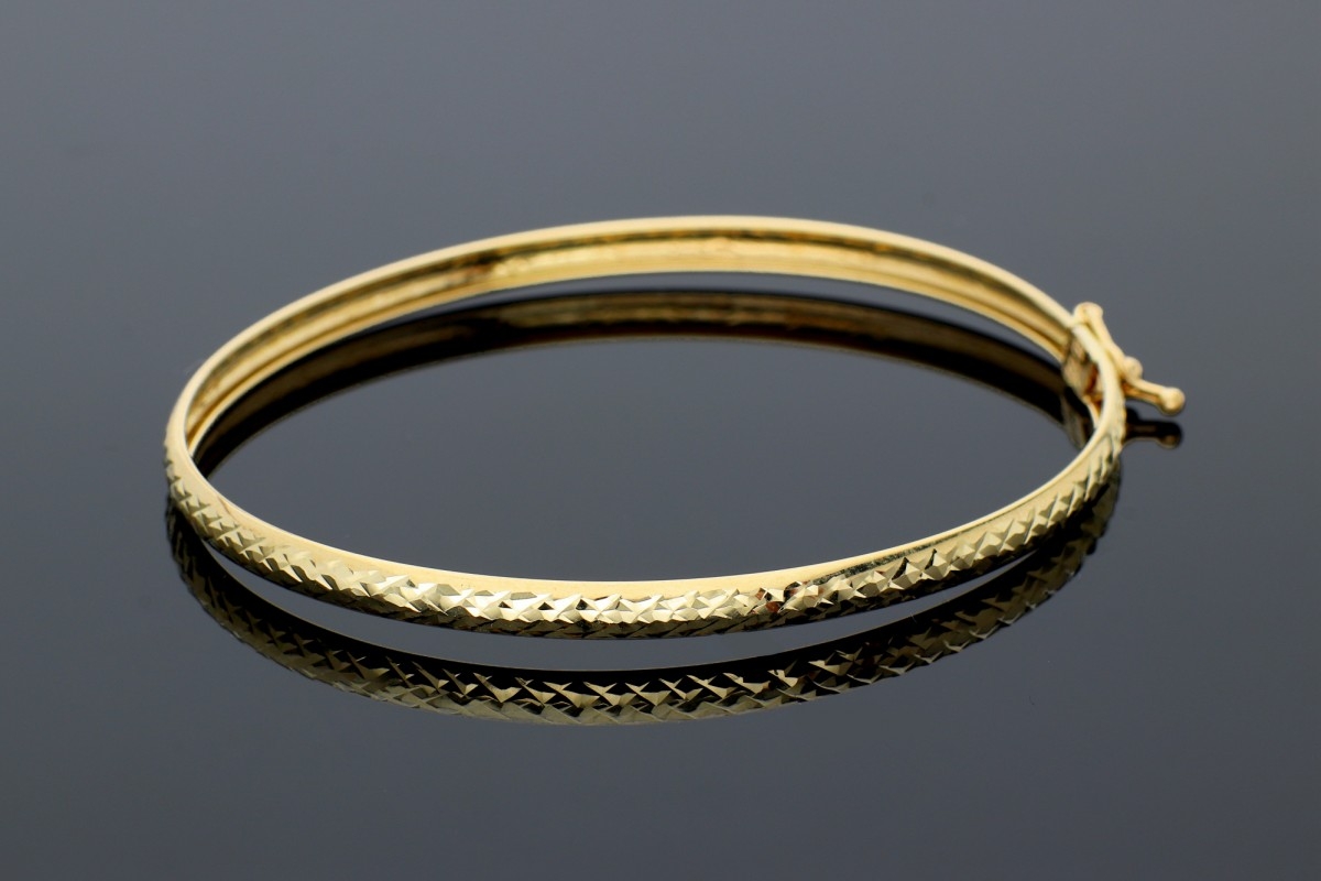 Bijuterii aur online - Bratara fixa din aur 14K galben model fatetat