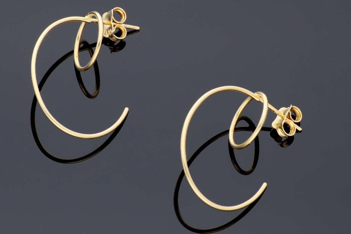 Bijuterii aur online - Cercei cu surub din aur 14K galben model geometric