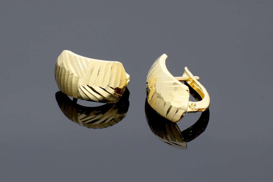 Bijuterii aur online - Cercei tortite dama aur 14K galben model geometric