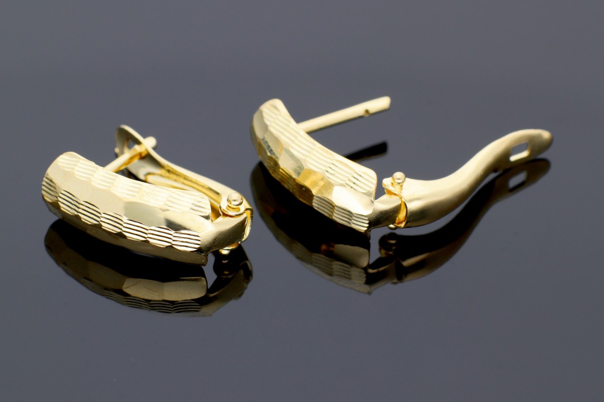 Bijuterii aur online - Cercei tortite din aur 14K galben model curbat
