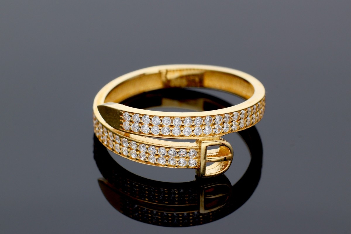 Bijuterii aur online - Inel dama din aur 14K galben tip curea