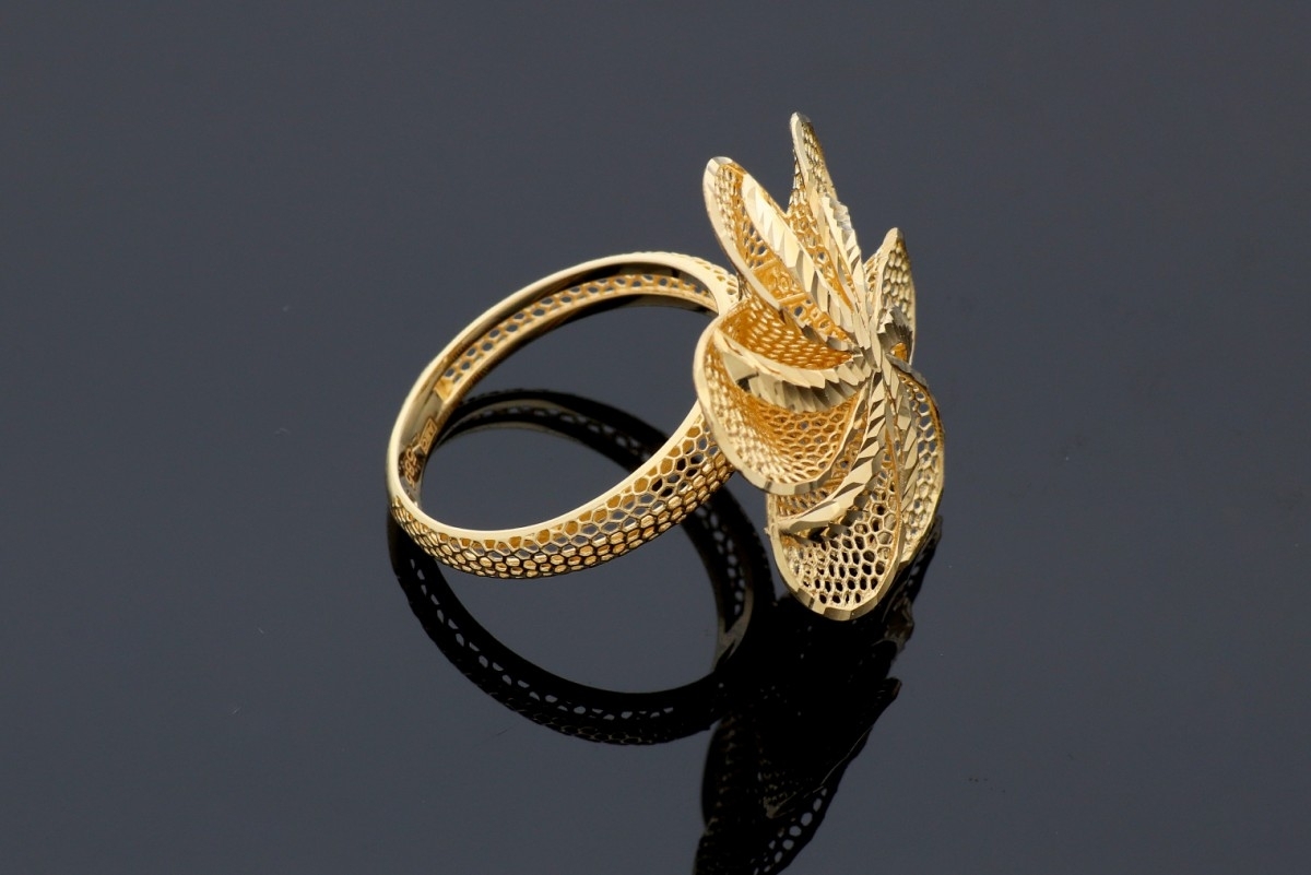 Bijuterii aur online - Inel din aur 14K galben floricica filigran