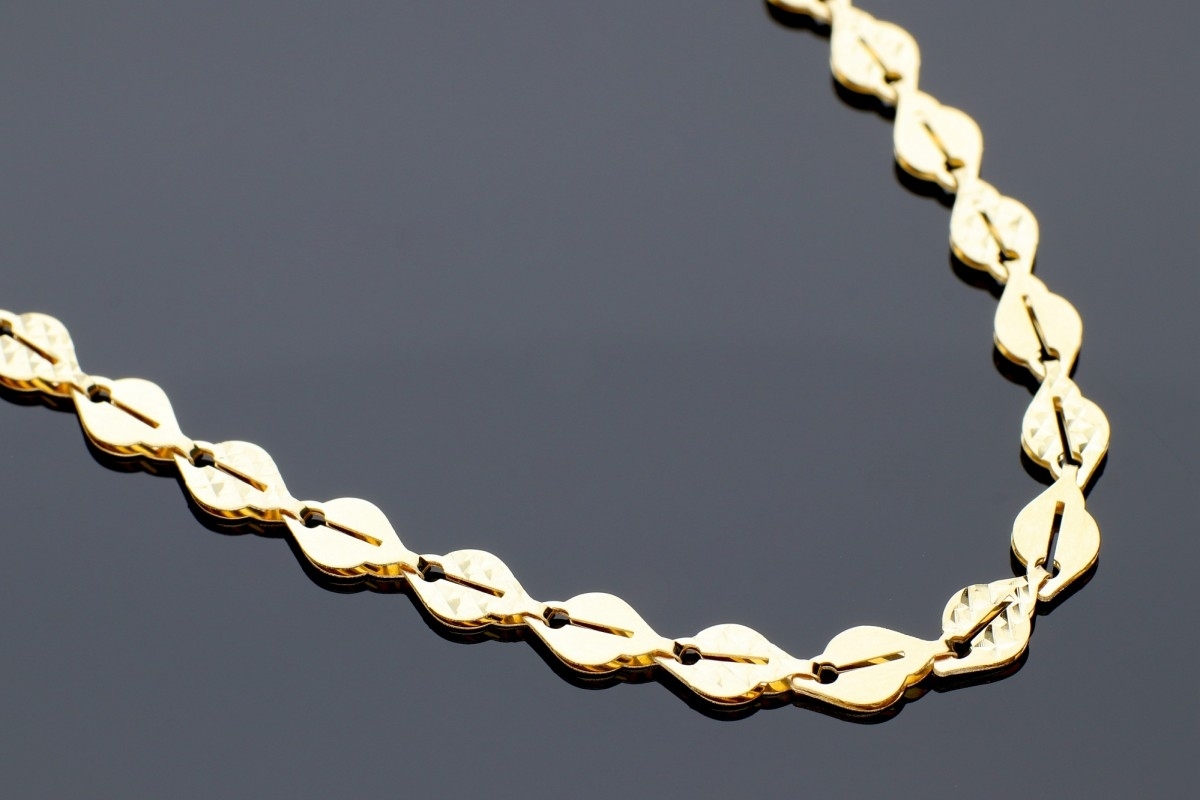 Bijuterii aur online - Lantisor din aur dama 14K galben romburi fatetate purtabil fata-verso