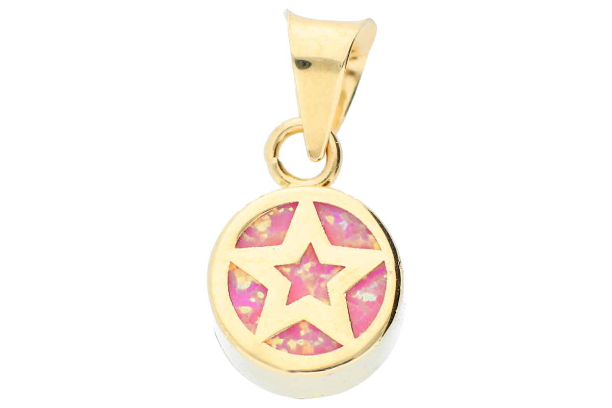 Bijuterii aur online - Medalioane dama aur 14K galben opal roz