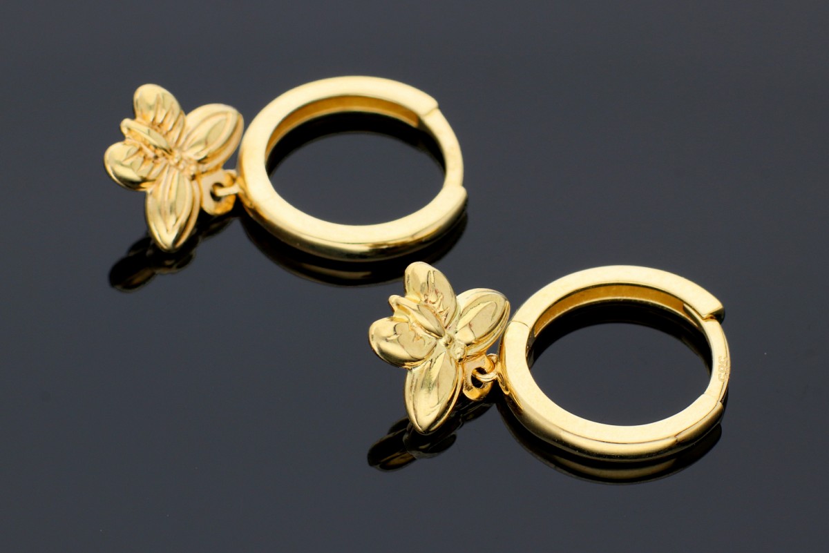Bijuterii din aur - Cercei aur 14K galben pandantiv fluturas