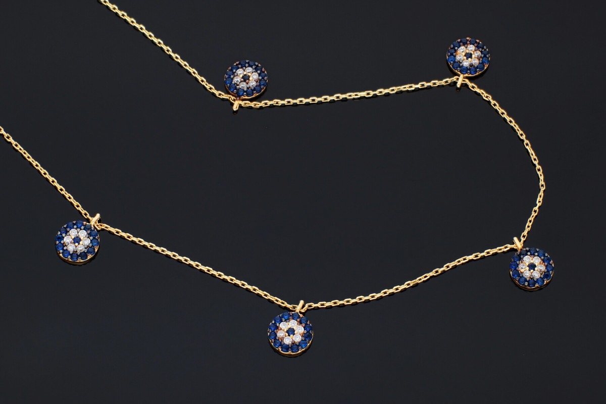 Bijuterii din aur - Lantisoare cu pandantiv aur 14K galben ochi de deochi