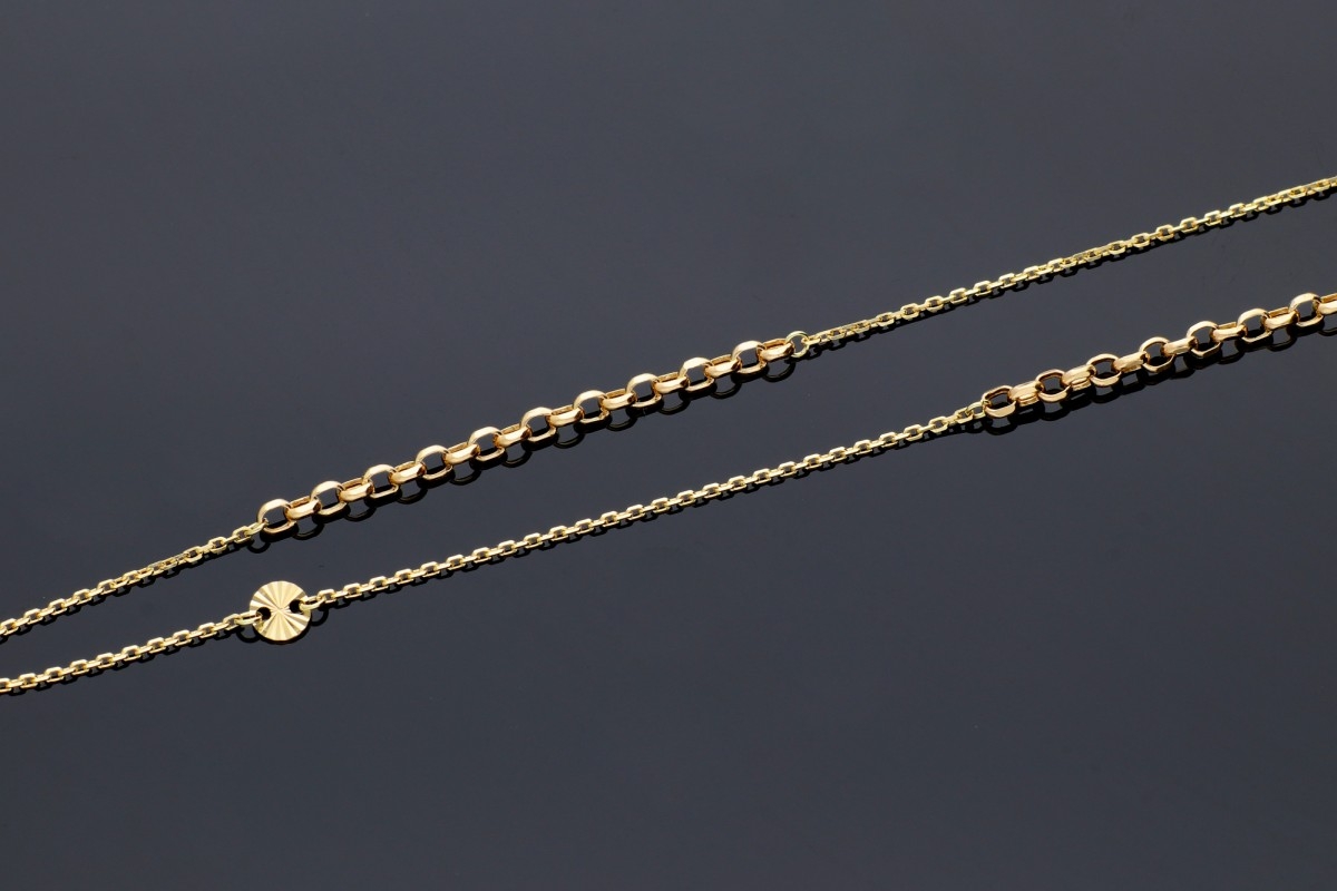 Bijuterii din aur - Lantisoare cu pandantiv dama aur 14K galben cerculete fatetate