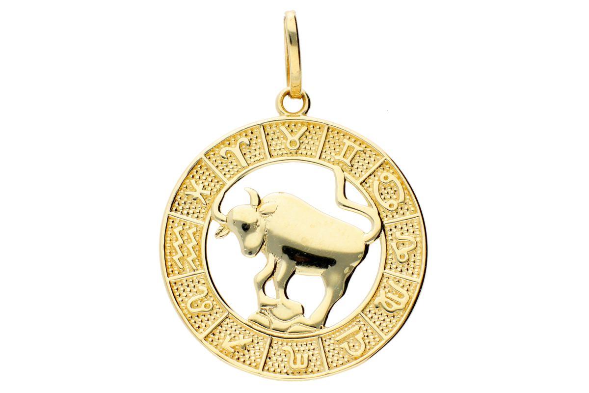 Bijuterii din aur - Medalion aur 14K galben zodia taur