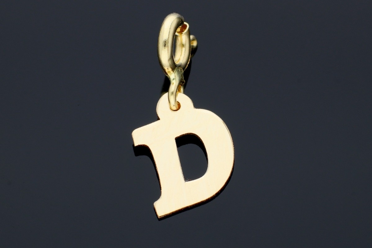 Bijuterii din aur - Pandantiv litera D aur 14K galben / orice initiala