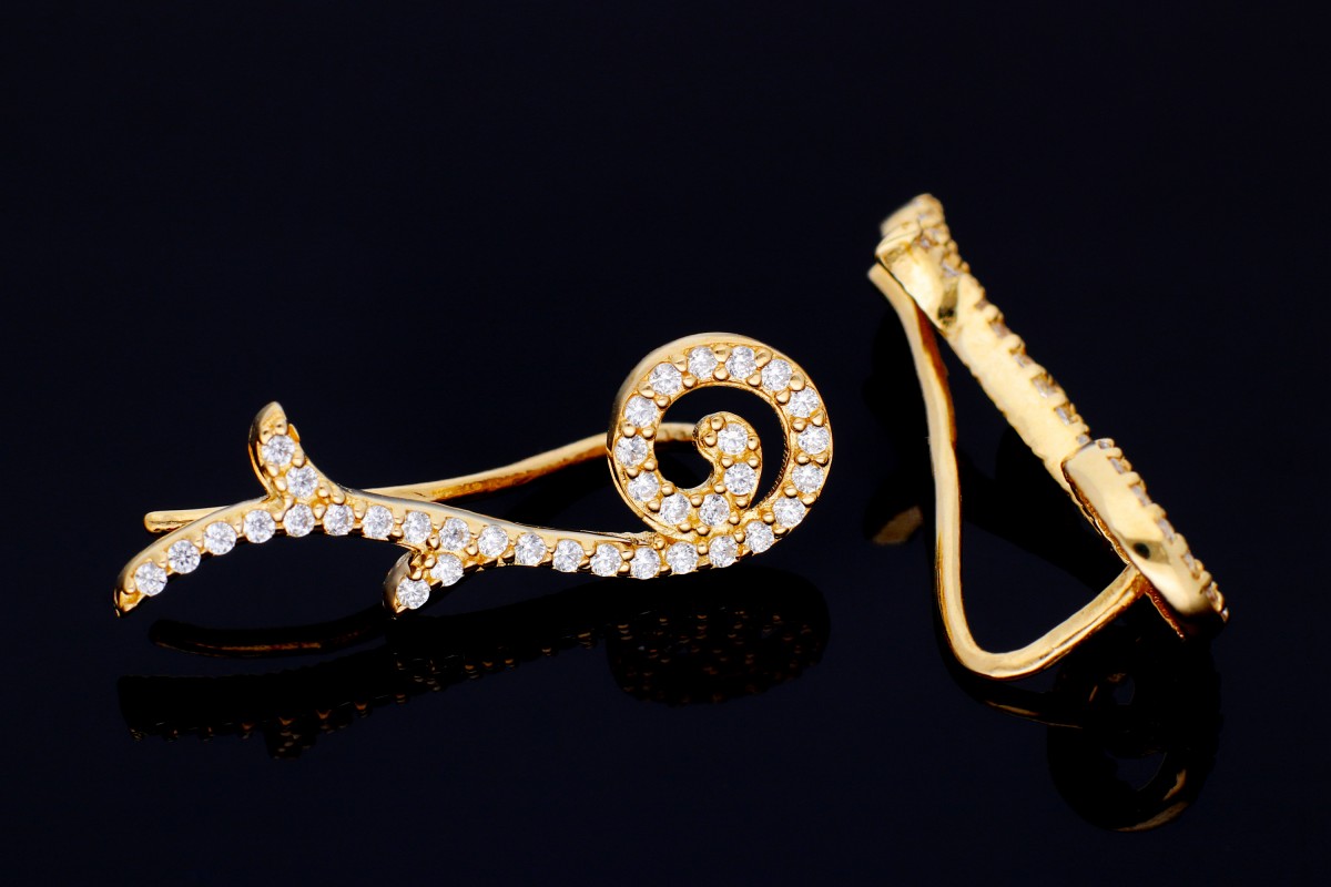 Cercei aur 14k bijuterii dama fara sistem de inchidere
