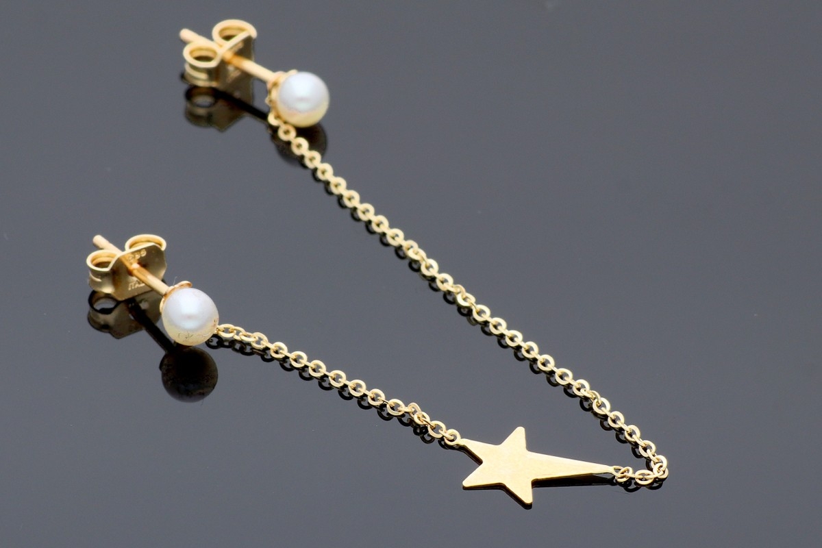 Cercei cu surub din aur 14K galben model perla pentru helix - Colectia SPECIAL