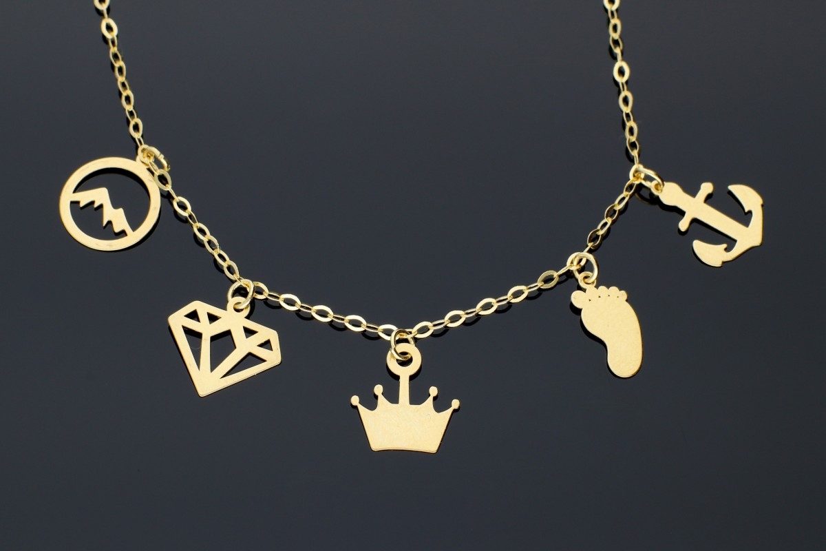 Lantisor cu pandantiv din aur 14K bijuterii personalizate charm-uri la alegere