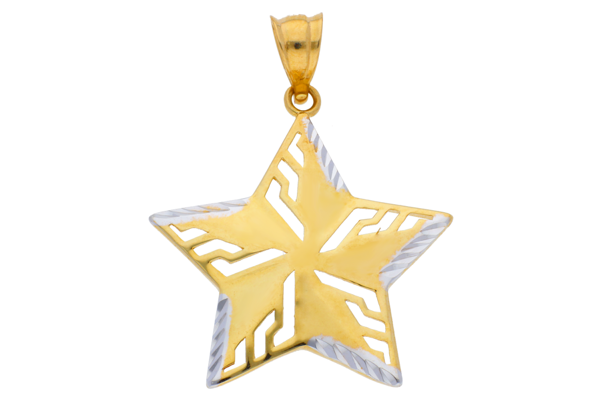 Medalioane din aur 14K galben si alb stea
