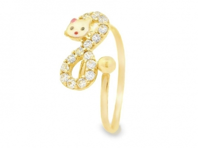 Bijuterii aur online - inel aur copii model reglabil pisicuta infinit  - autentic din aur 14K, culoare aur galben