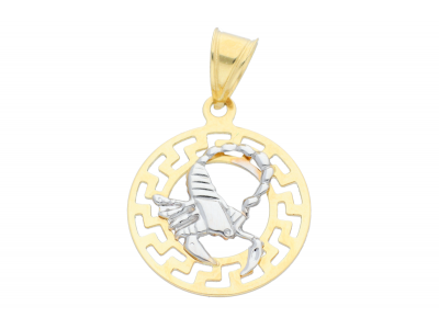 Bijuterii aur online - medalioane din aur zodii scorpion  - aur pur 14K, culoare aur galben si alb