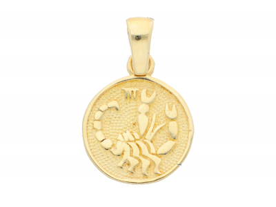 Bijuterii din aur - pandantiv aur zodii scorpion banut  - aur autentic 14K, culoare aur galben personalizat cu gravura