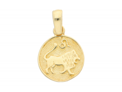 Bijuterii din aur - pandantive de aur zodii leu banut  - autentic din aur 14K, culoare aur galben personalizat cu gravura