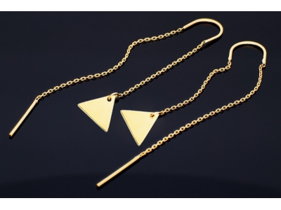Cercei cu lant din aur 14K triunghiuri - bijuterii la comanda